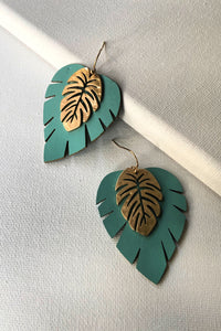 Palm Leaf Leather Earrings