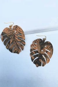 Monstera Cork Earrings